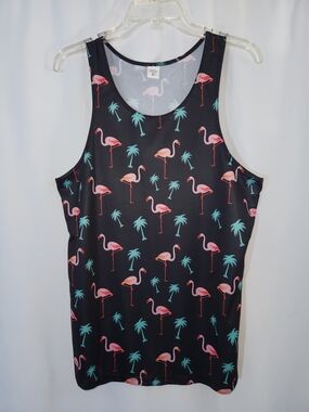 Flamingo Print Black Tank Top #tropical #beach #vacation #lightweight #summer